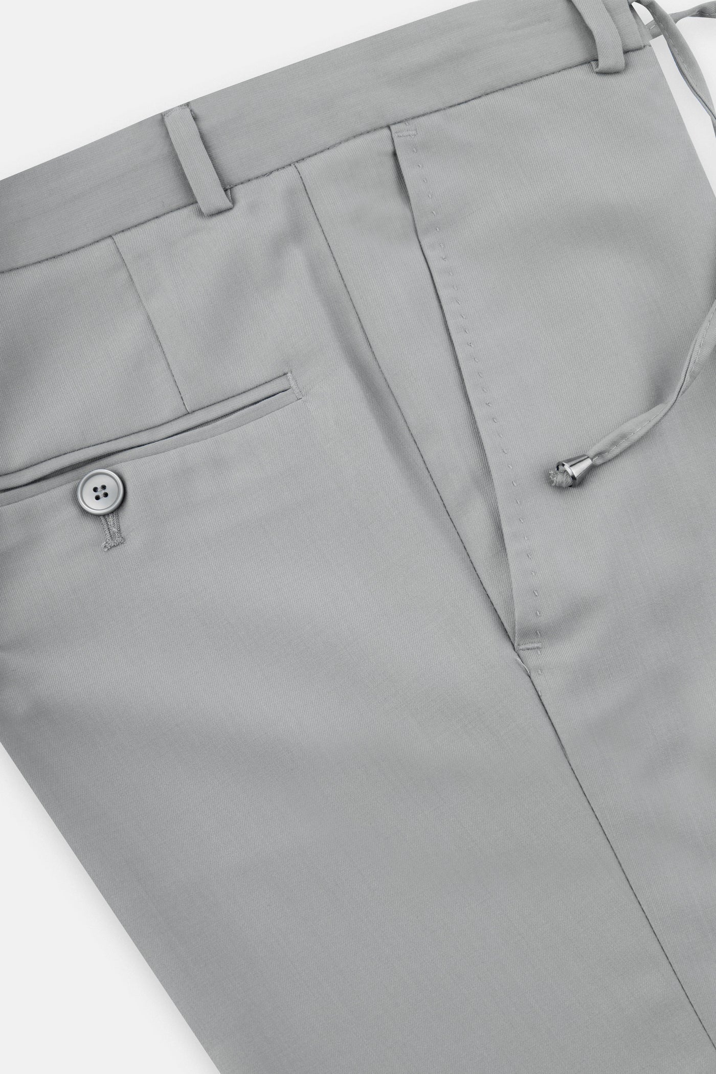 Laced-Up Flat front Gray Chino smart casual trouser