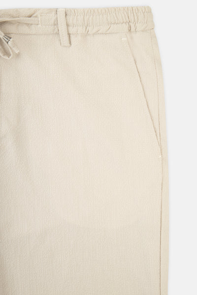 Laced-Up Light Beige Chino smart casual trouser