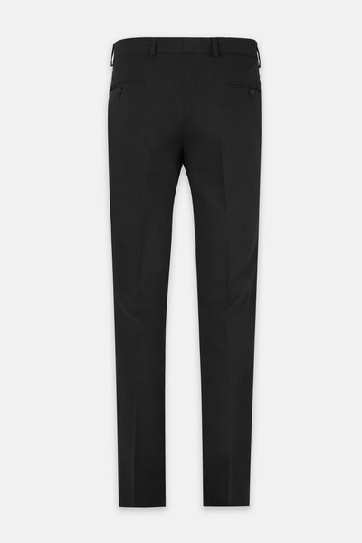 Laced-Up Flat front Black Chino smart casual trouser