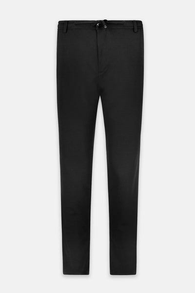 Laced-Up Patterned Black smart casual trouser