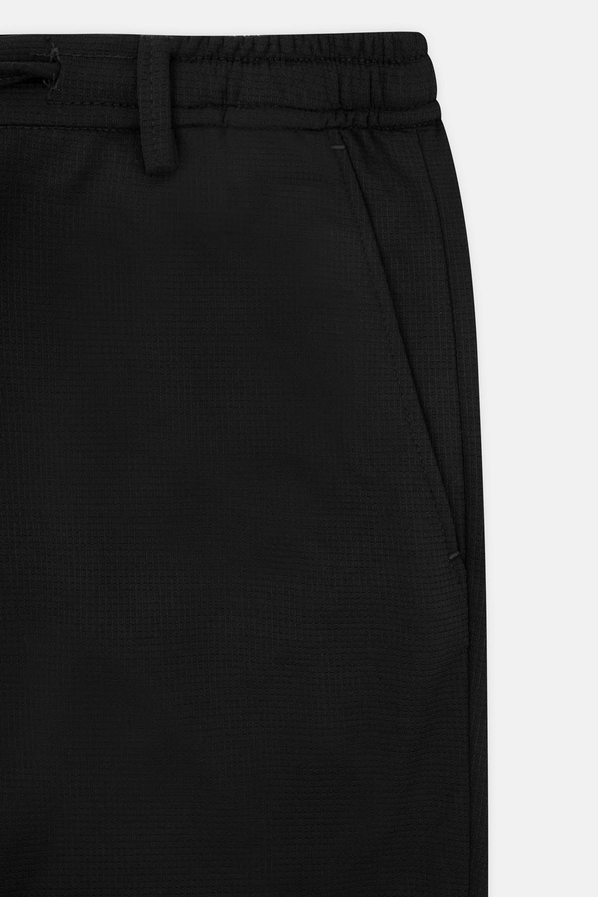 Laced-Up Patterned Black smart casual trouser