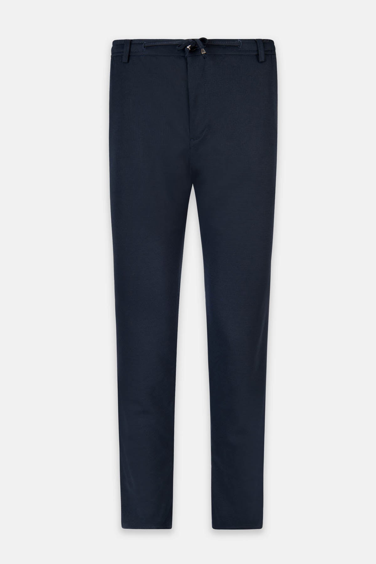 Laced-Up Patterned Dark Navy smart casual trouser