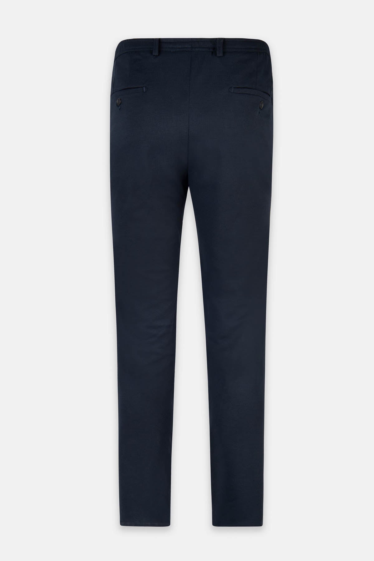 Laced-Up Patterned Dark Navy smart casual trouser