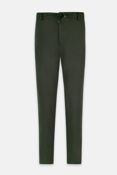 Laced-Up Patterned Dark Green smart casual trouser