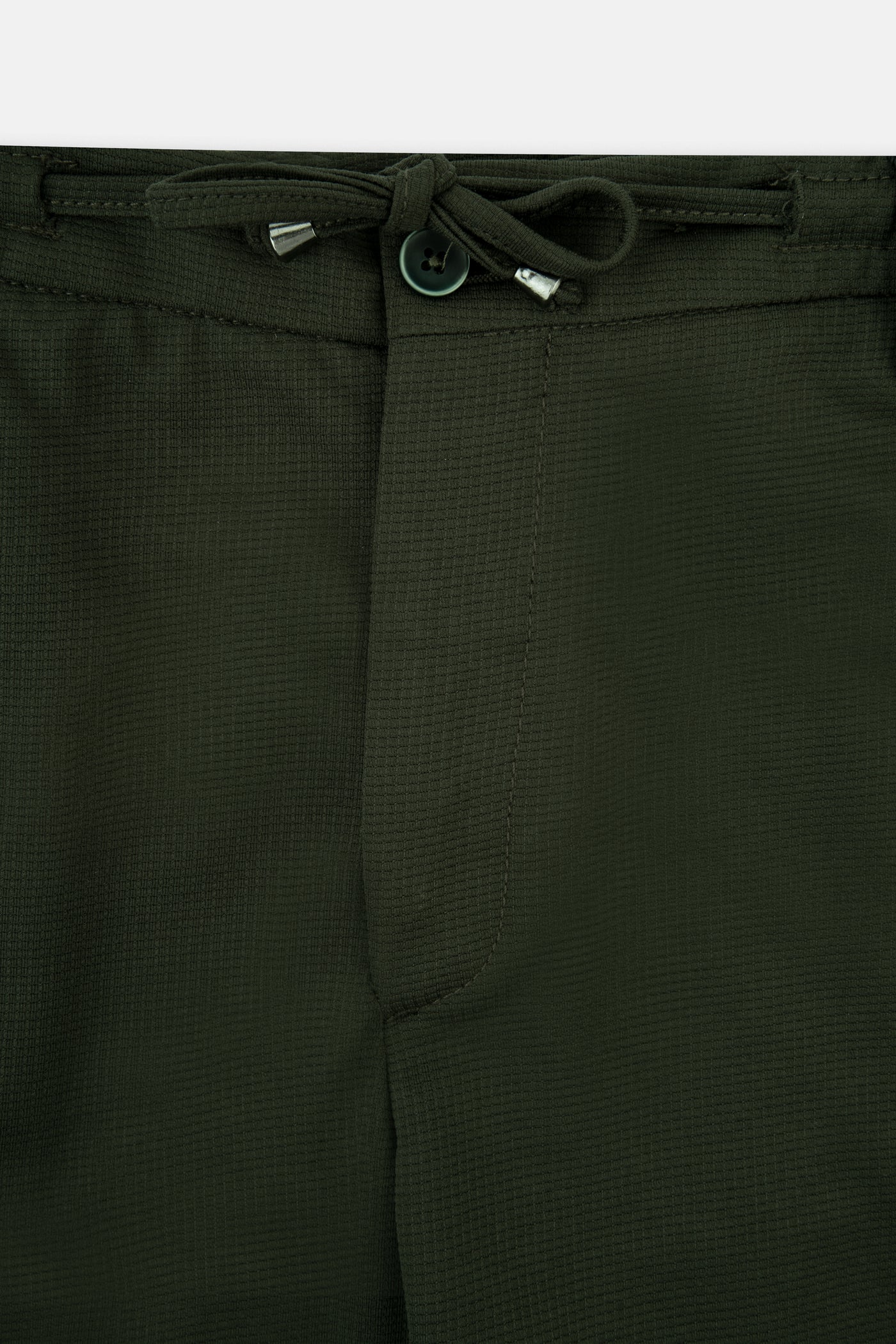 Laced-Up Patterned Dark Green smart casual trouser