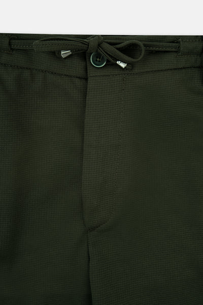 Laced-Up Patterned Dark Green smart casual trouser