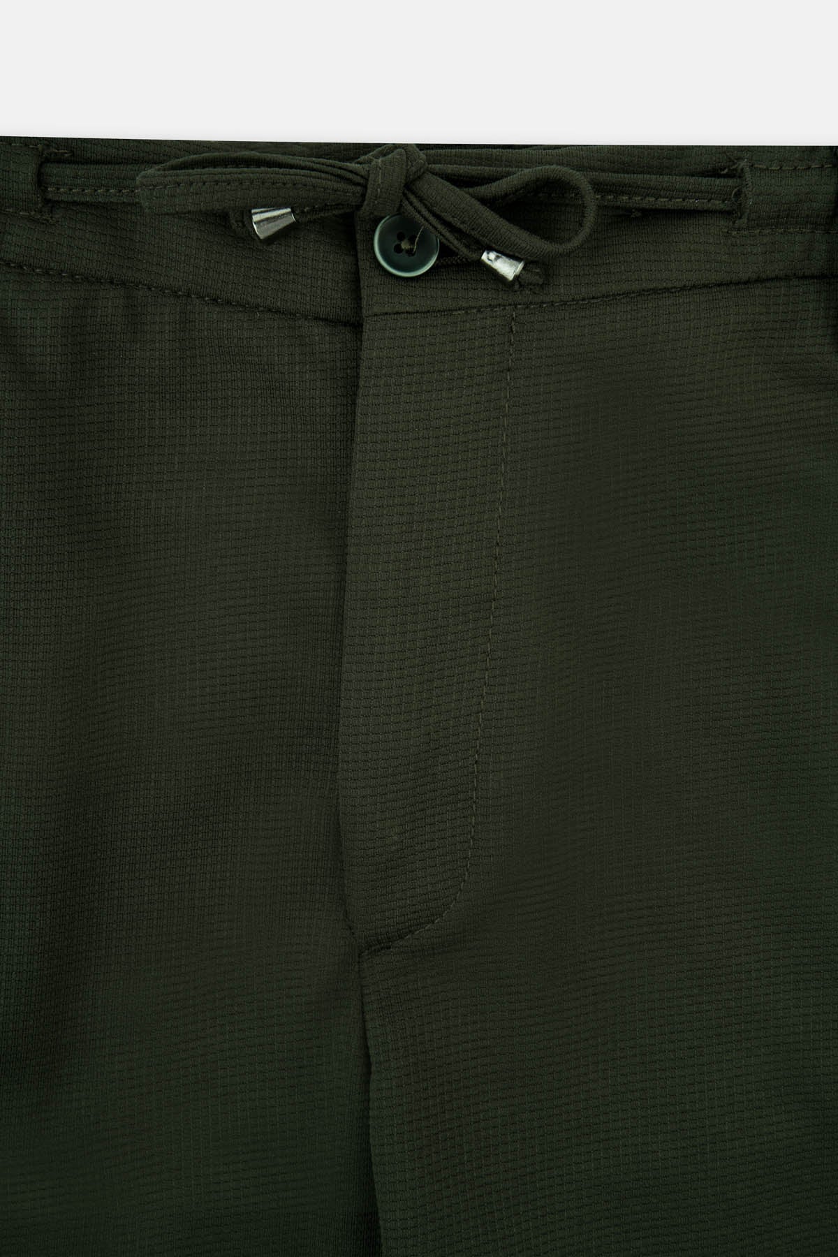 Laced-Up Patterned Dark Green smart casual trouser