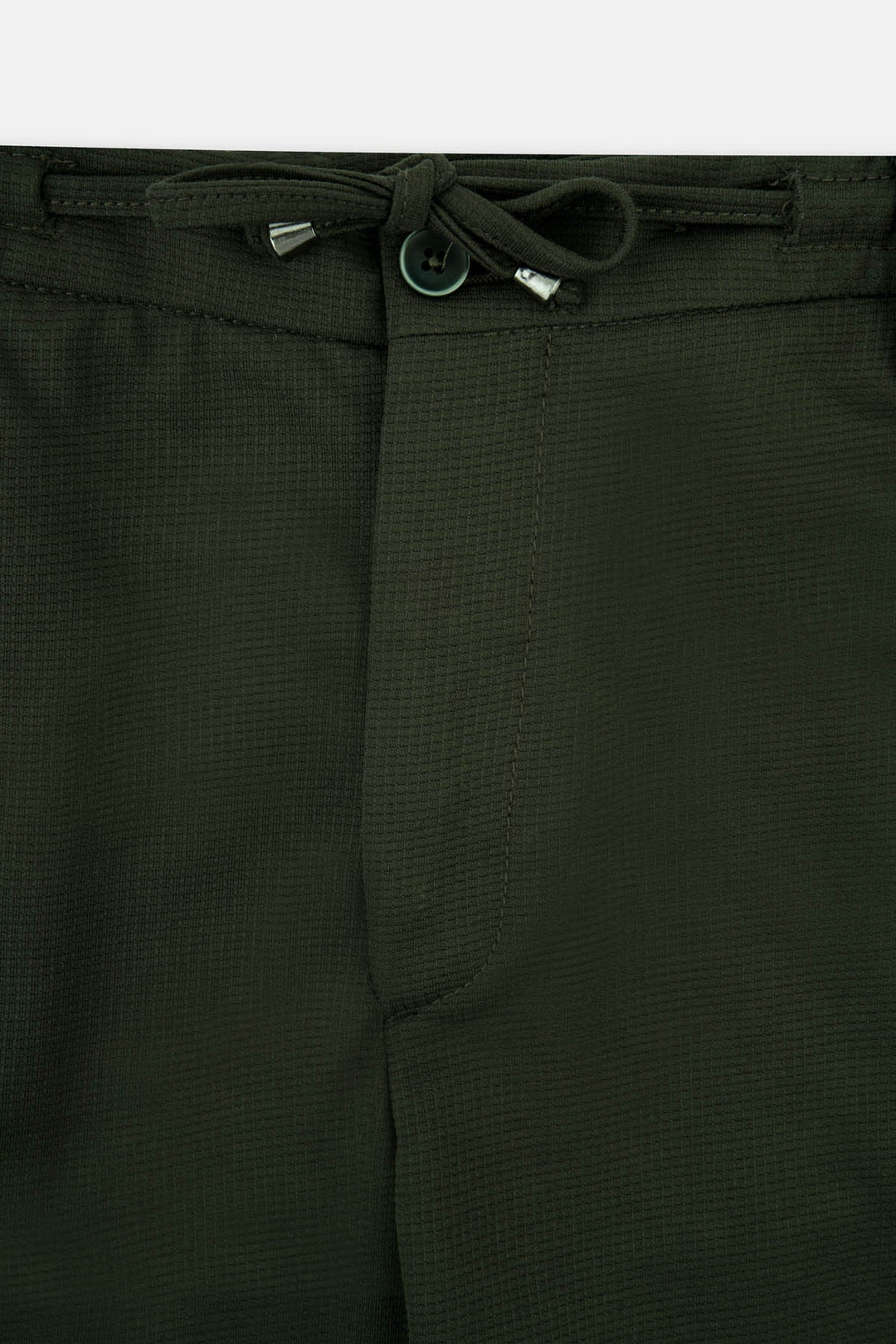 Laced-Up Patterned Dark Green smart casual trouser - 2