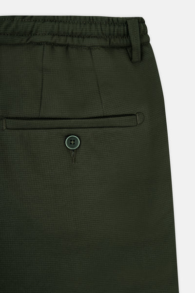 Laced-Up Patterned Dark Green smart casual trouser