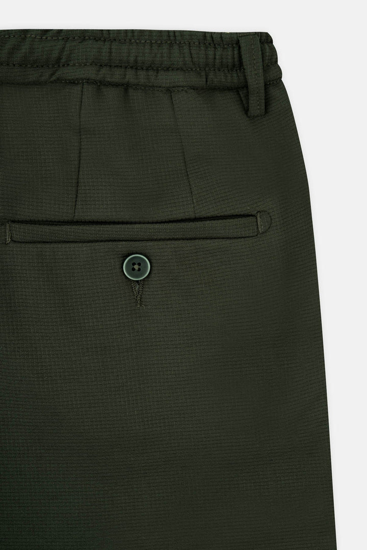 Laced-Up Patterned Dark Green smart casual trouser - 5