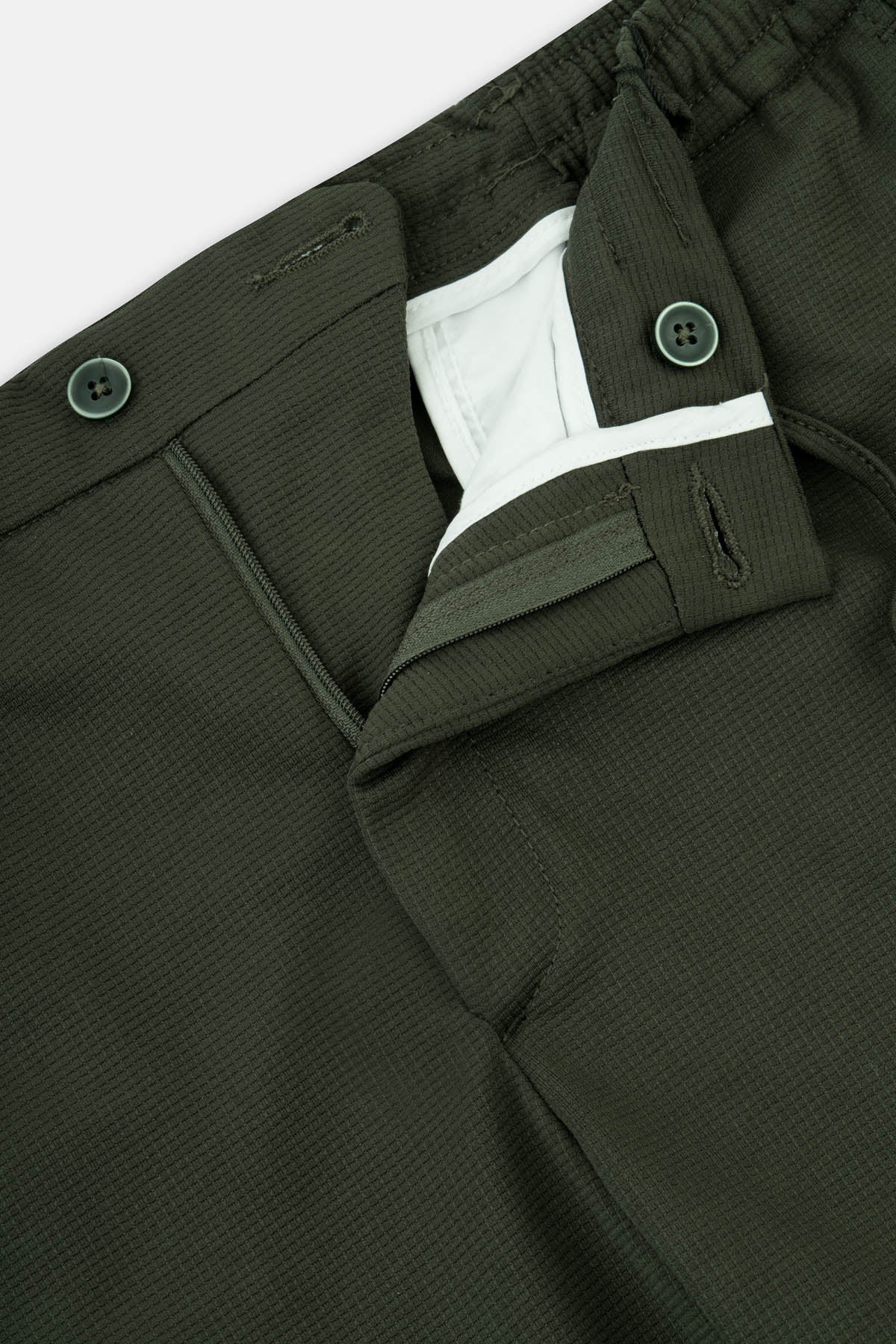 Laced-Up Patterned Dark Green smart casual trouser