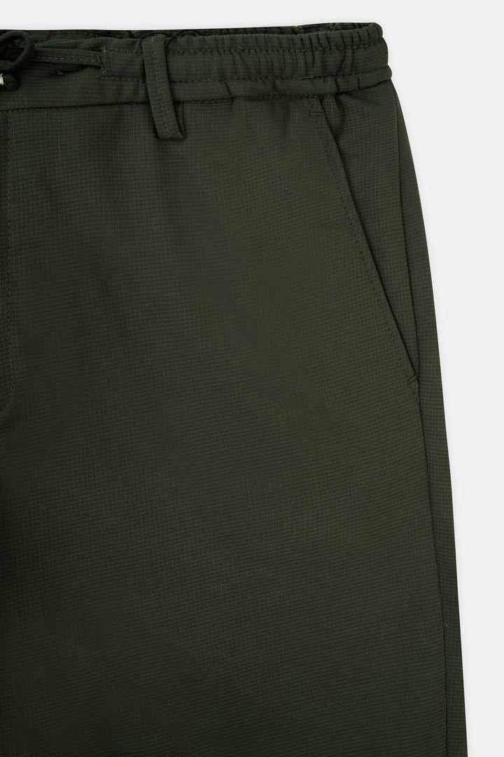 Laced-Up Patterned Dark Green smart casual trouser - 4