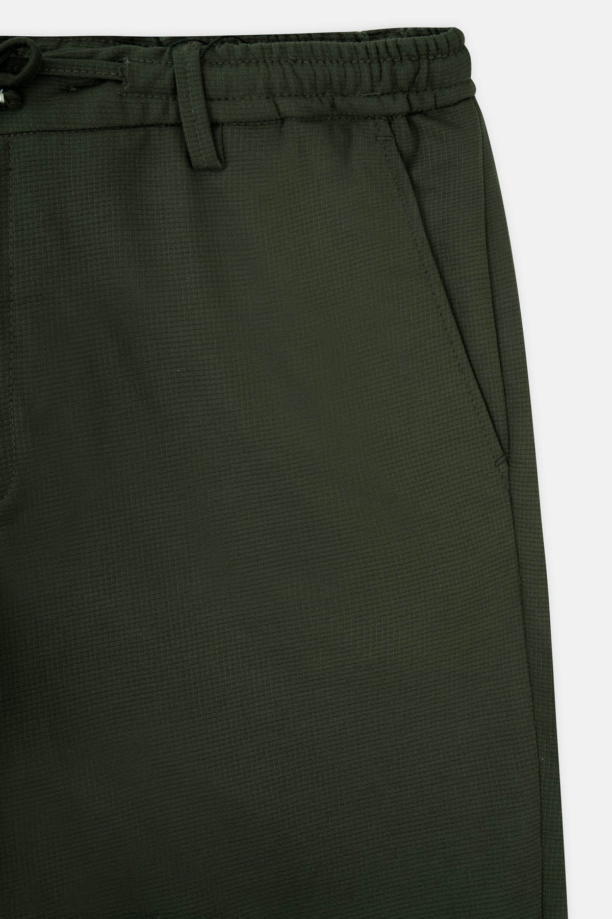 Laced-Up Patterned Dark Green smart casual trouser