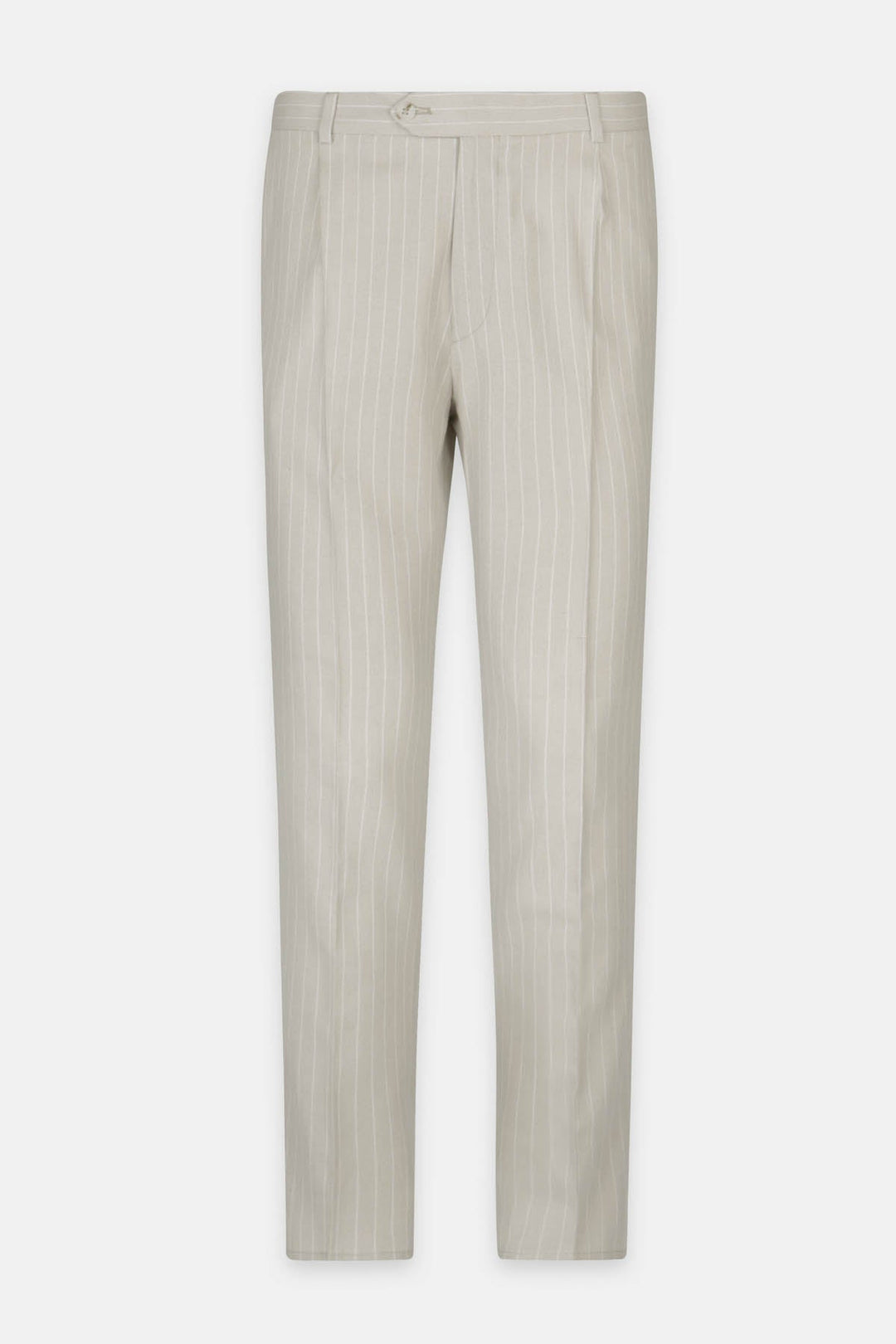 Striped Light Beige Chino Linen blend Classic pant - 1