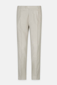Striped Light Beige Chino Linen blend Classic pant - 1