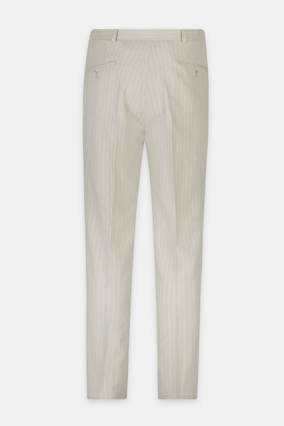 Striped Light Beige Chino Linen blend Classic pant - 4