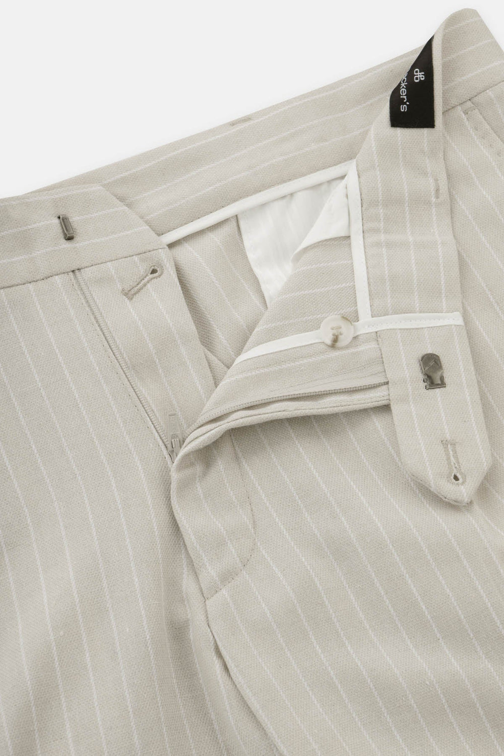 Striped Light Beige Chino Linen blend Classic pant - 2