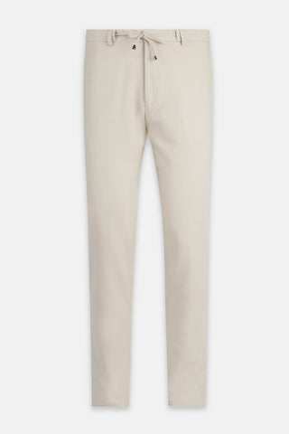 Laced-Up Flat front Light Beige Chino smart casual pants