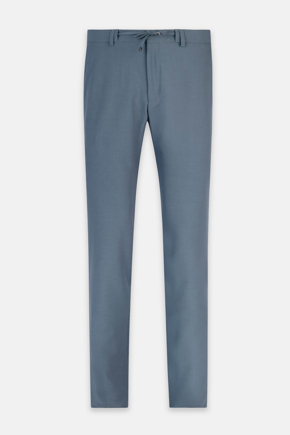 Laced-Up Flat front Blue Gray Chino smart casual trouser