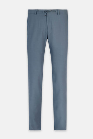 Laced-Up Flat front Blue Gray Chino smart casual pants