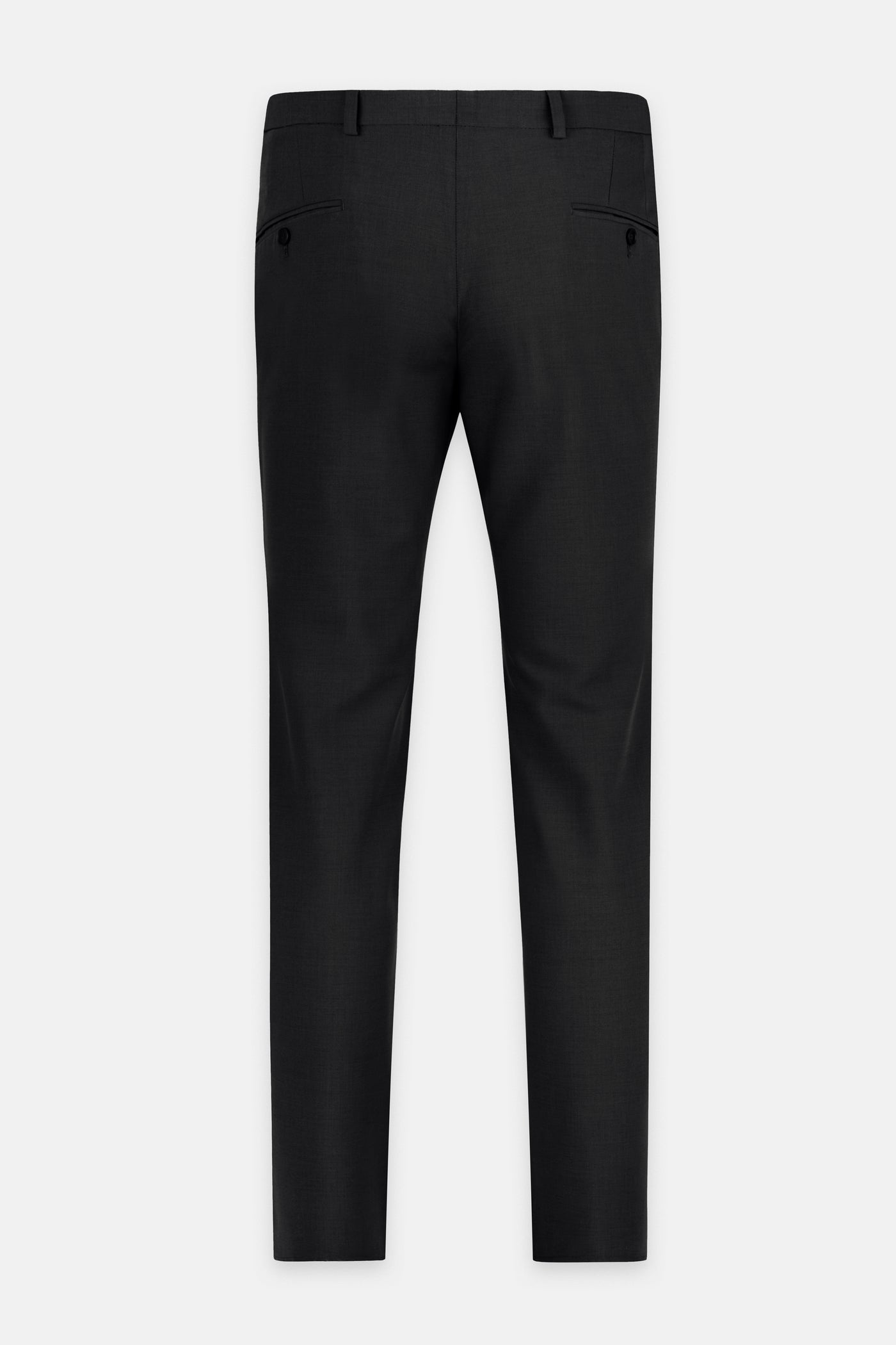 Laced-Up Flat front Black Chino Smart Casual Trouser