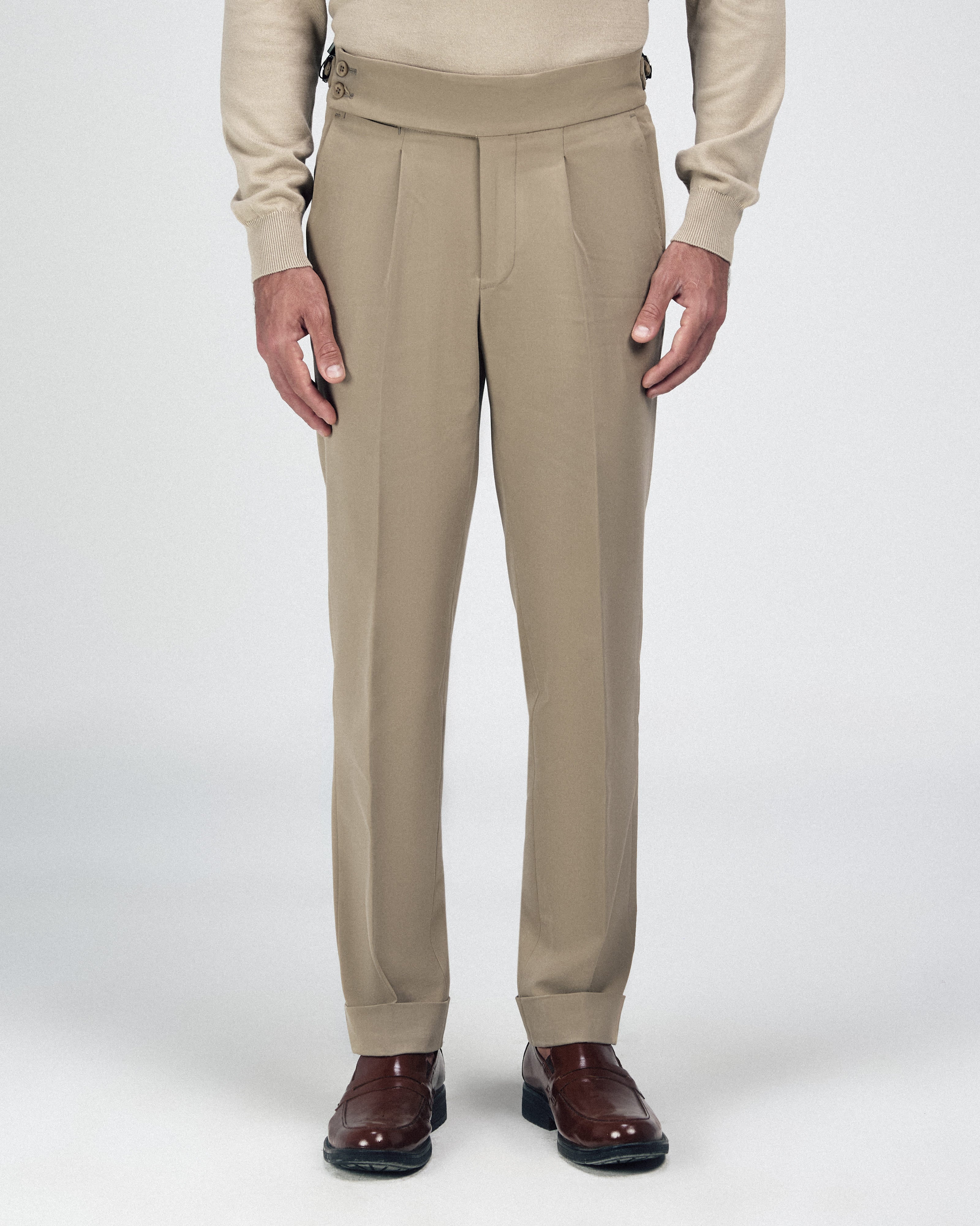 Beige Italian Tailored Classic Pants