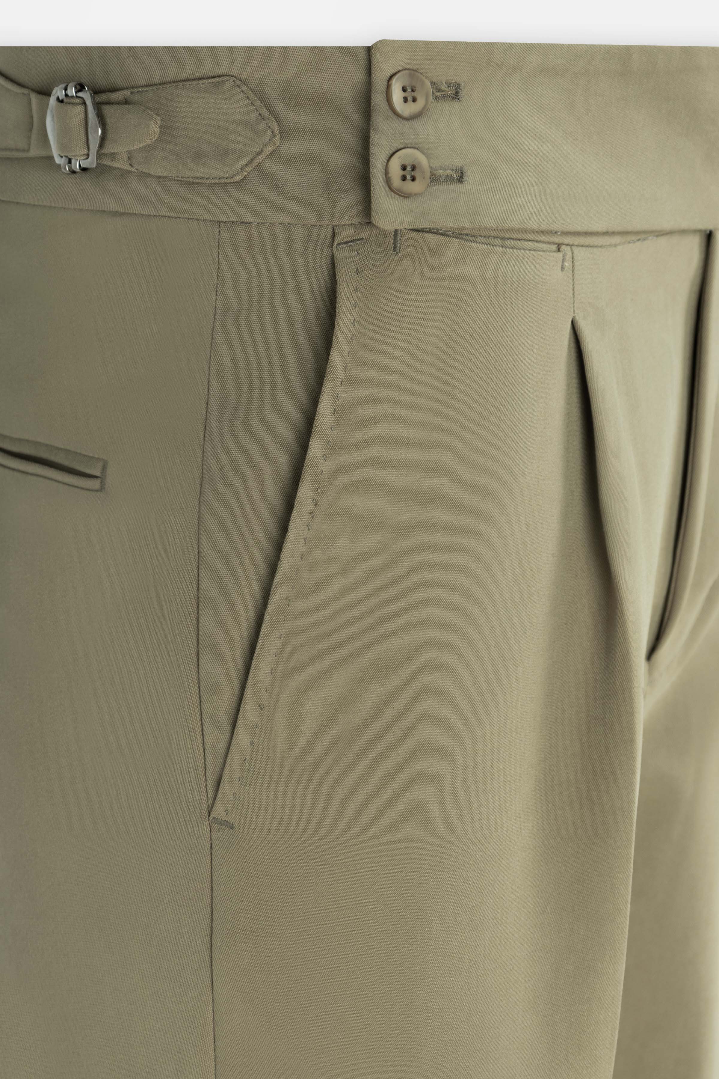 Dark Beige Italian Tailored Classic Pants