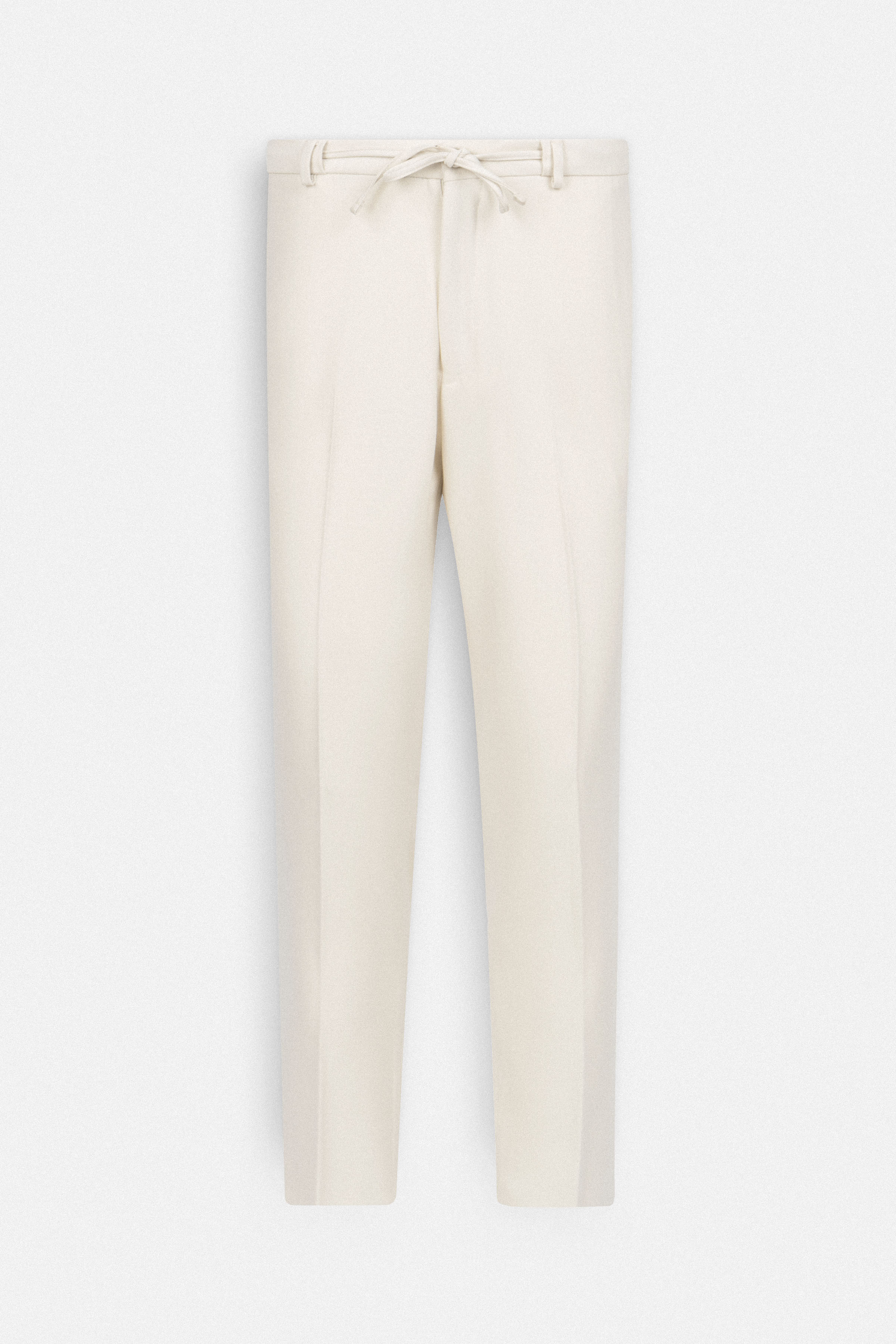 Laced-Up Flat front Off-White Chino smart casual pants