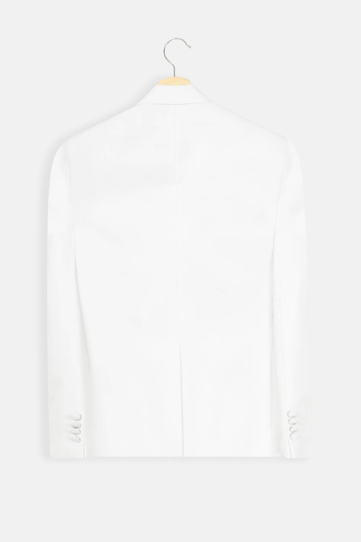 Solid Twill White Blazer - 2