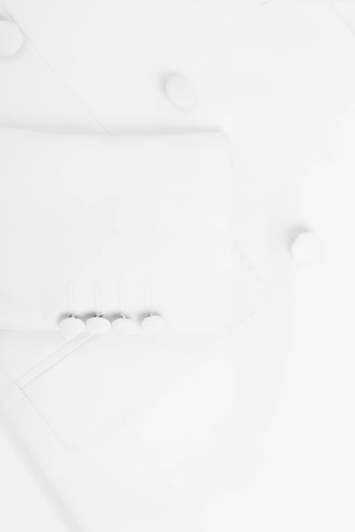 Solid Twill White Blazer - 4