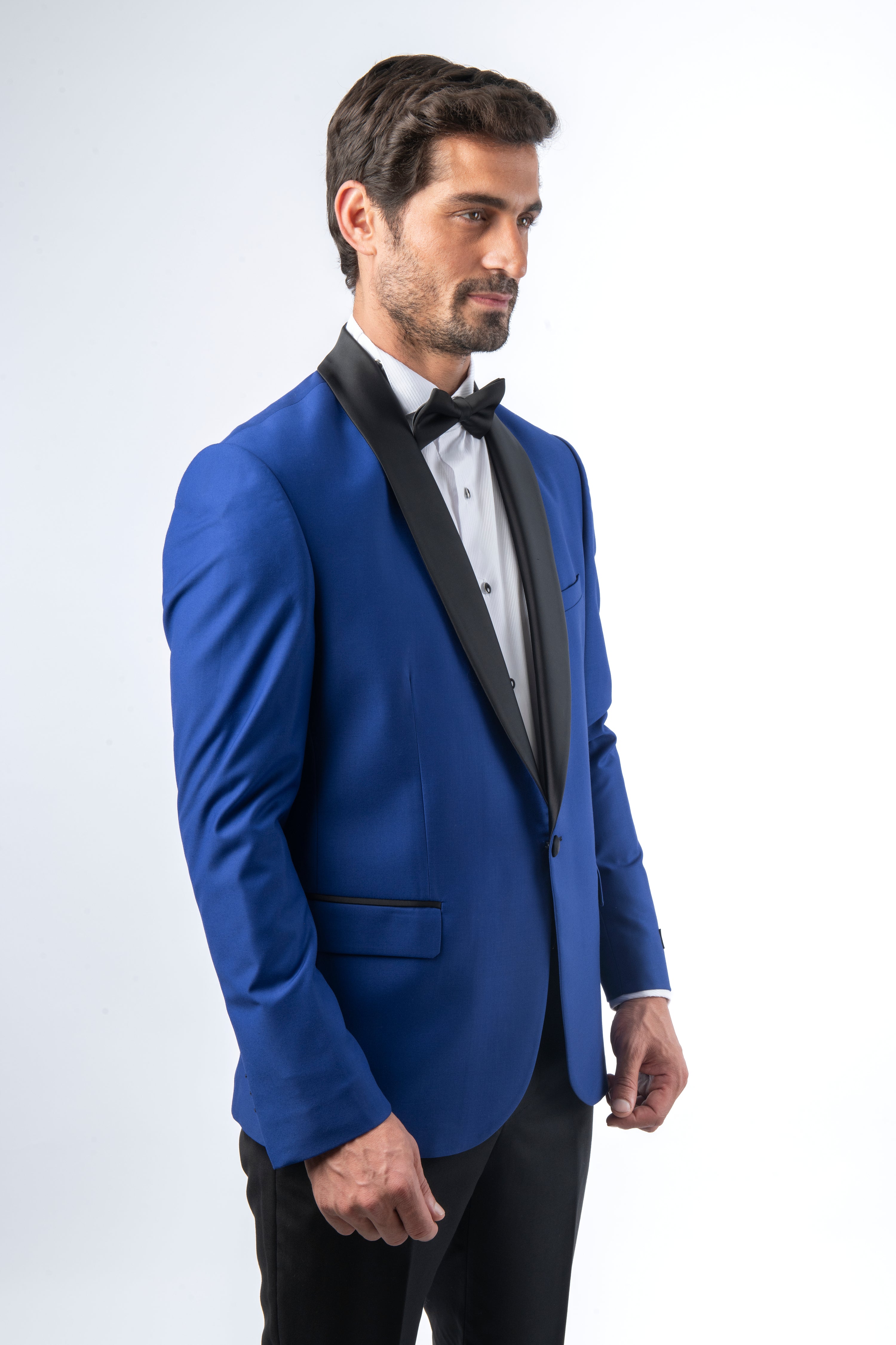 Solid Super Slim Shawl Lapel Midnight Blue Twill Tuxedo