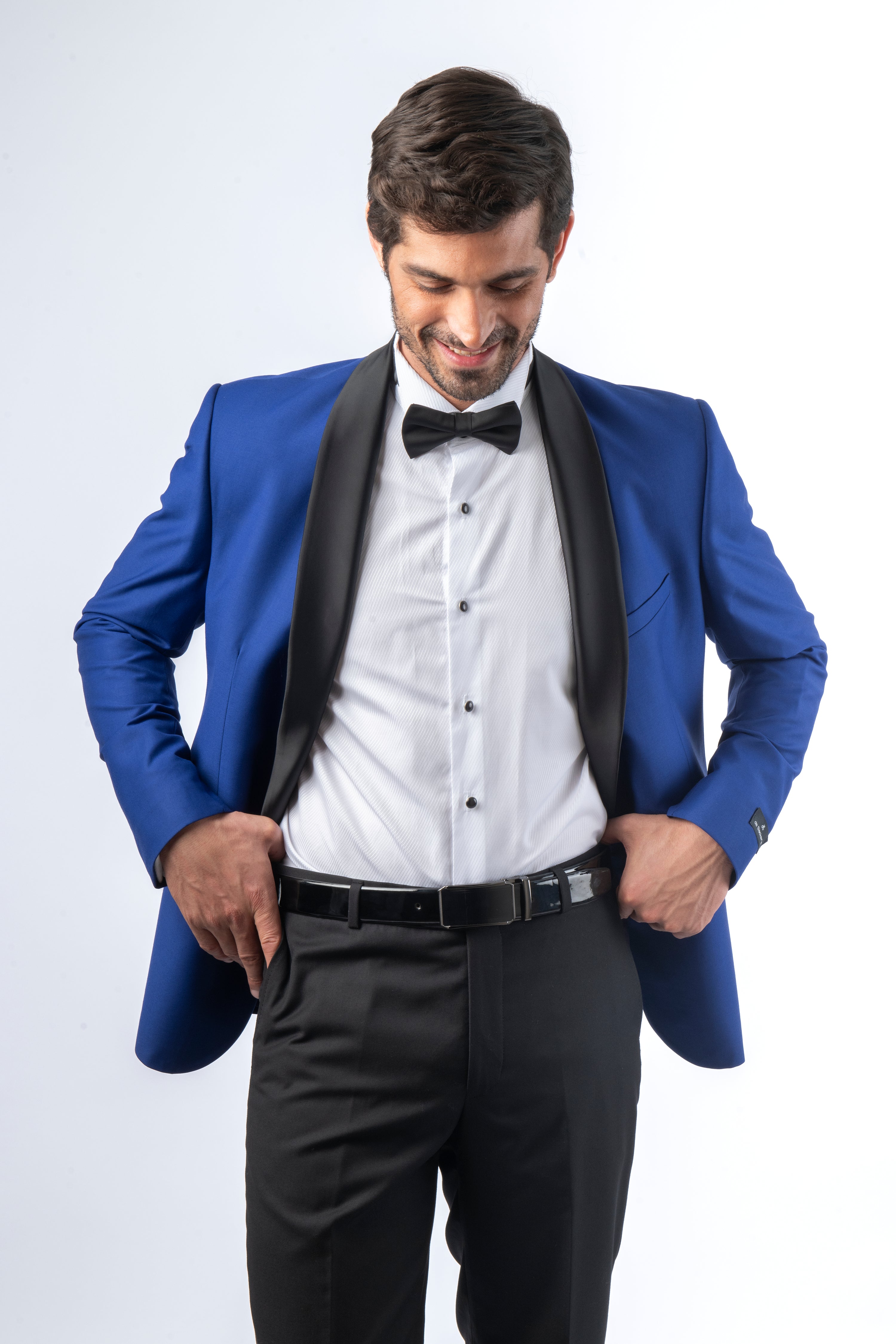 Solid Super Slim Shawl Lapel Midnight Blue Twill Tuxedo