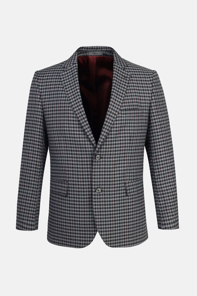 Checked Wool Knitted Gray & Black Blazer