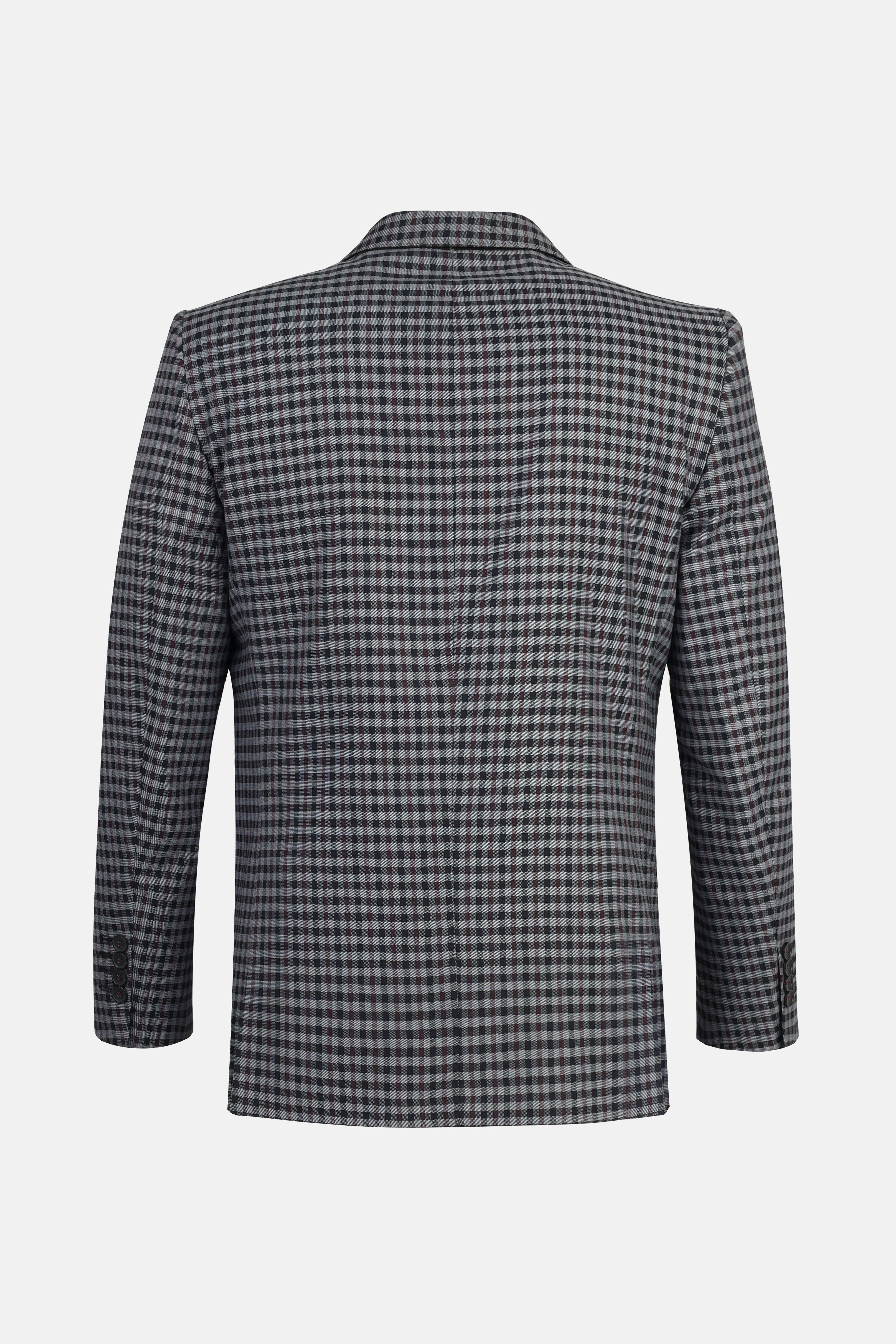 Checked Wool Knitted Gray & Black Blazer