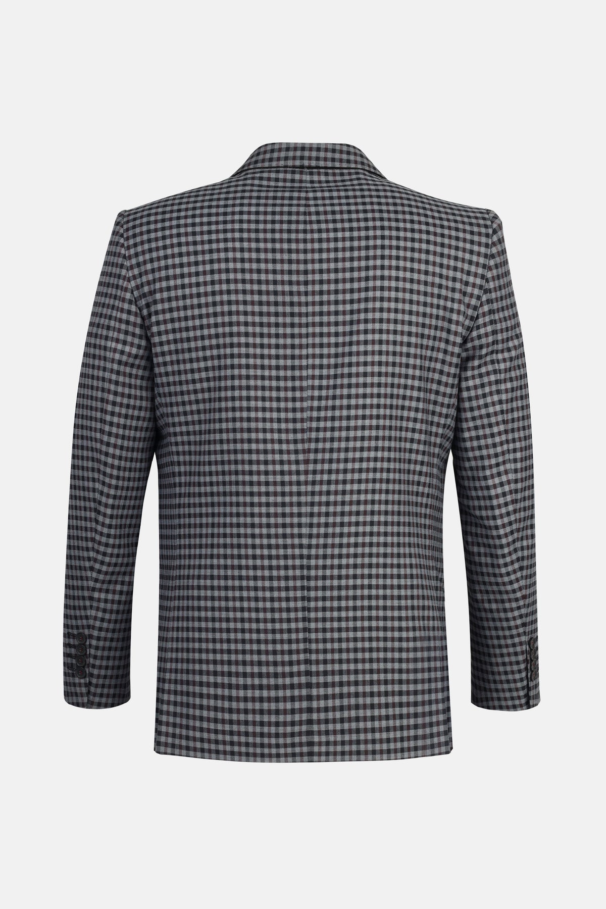 Checked Wool Knitted Gray & Black Blazer - 2