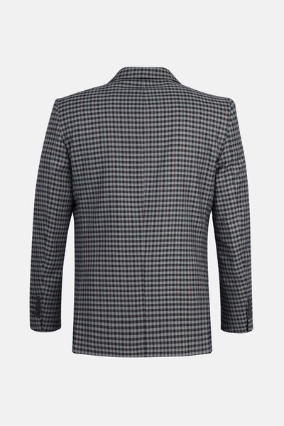 Checked Wool Knitted Gray & Black Blazer