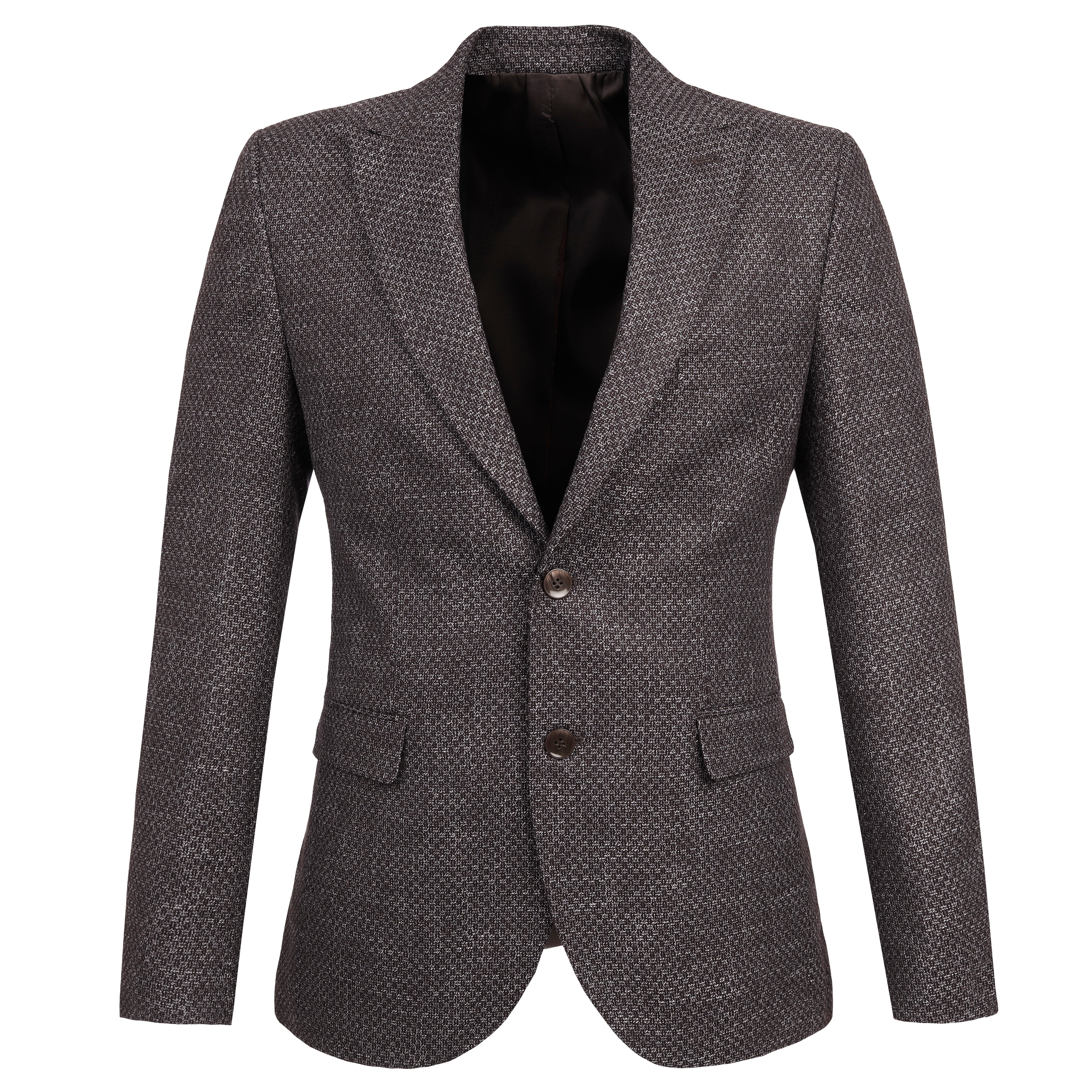 Jacquard Woven Slim Knitted Peacked Lapel Caput Mortuum Dobby Blazer