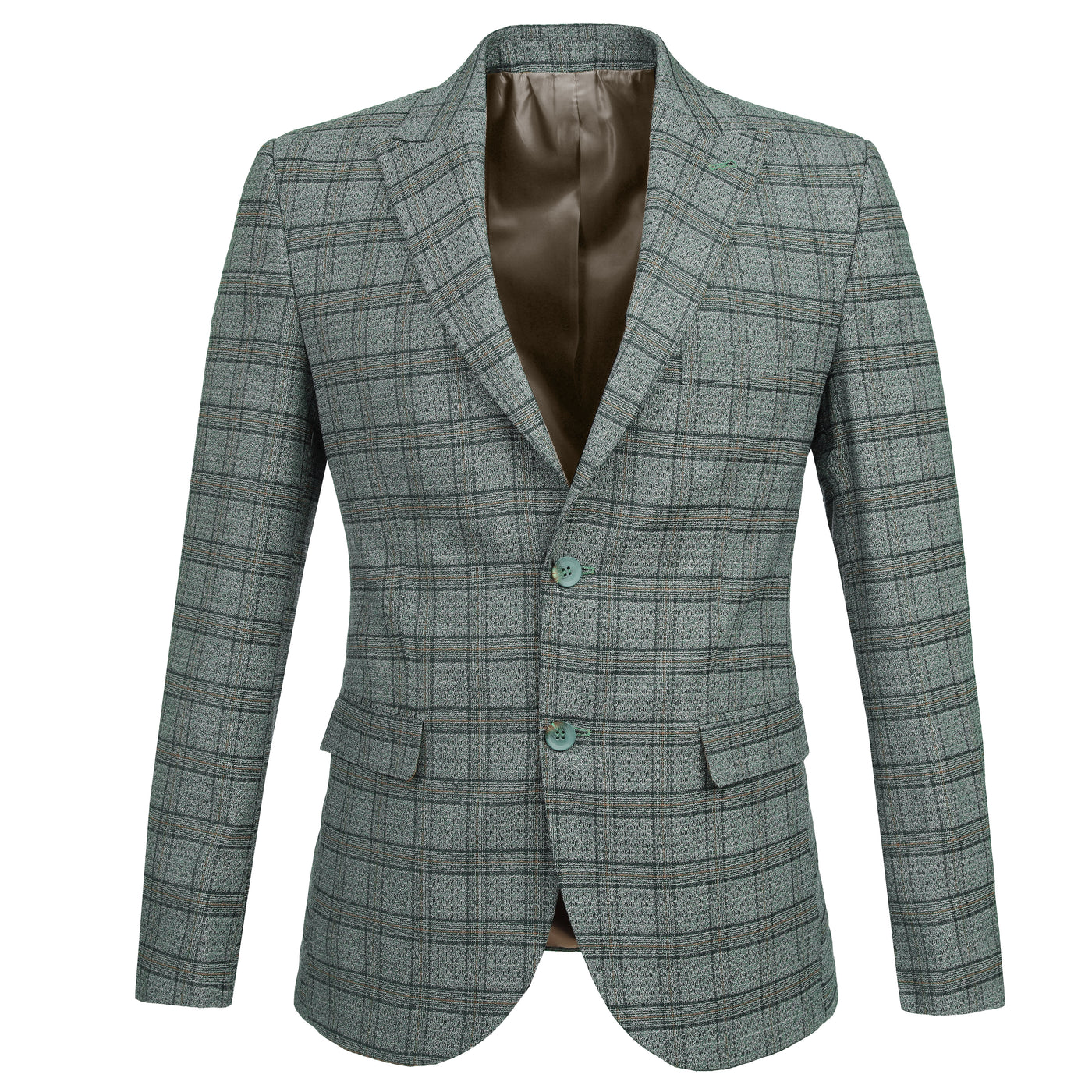 Woven Checked Jacquard Reseda Green Slim Blazer