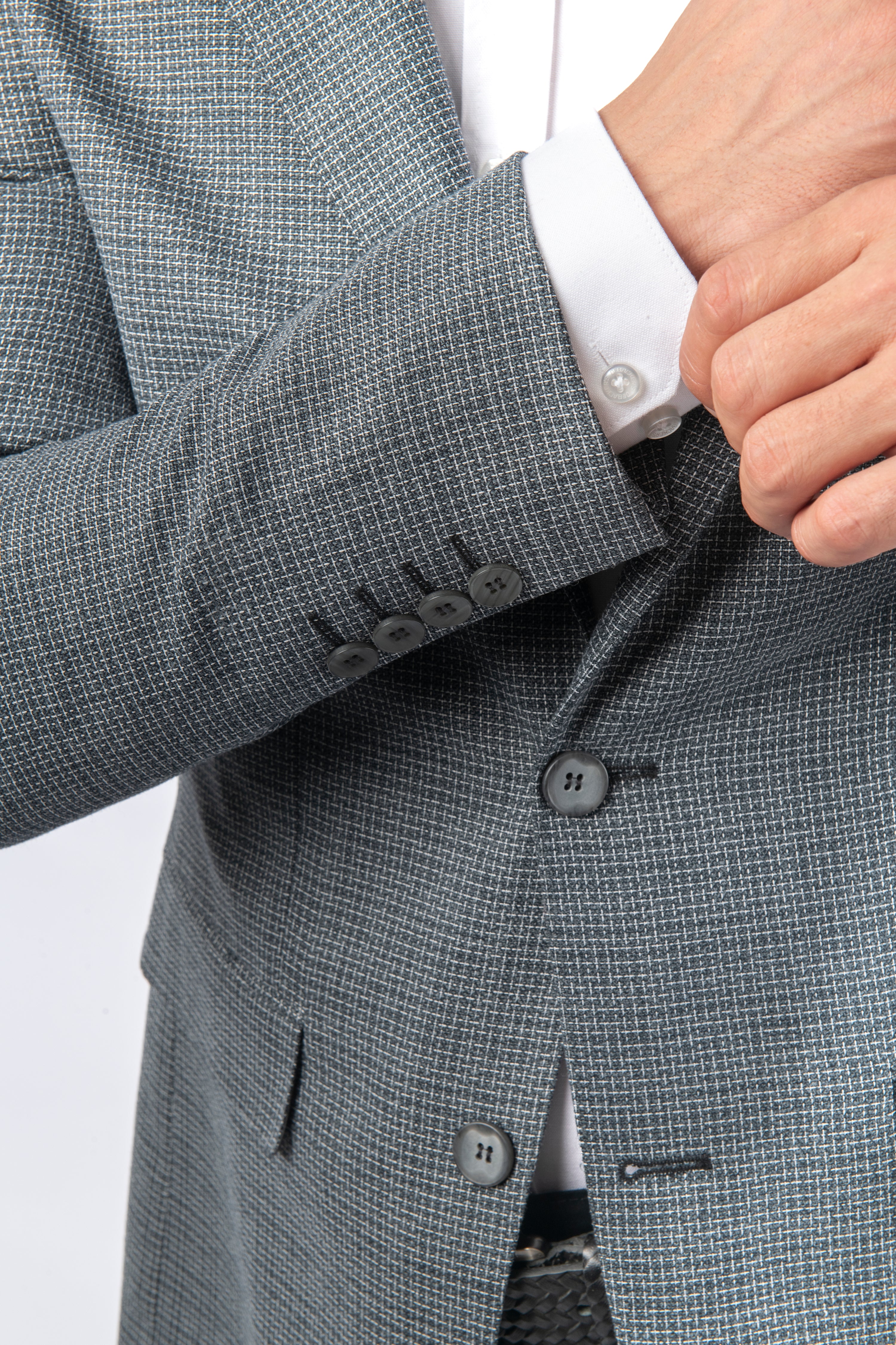 Jacquard Woven Light Gray & Gray Blazer