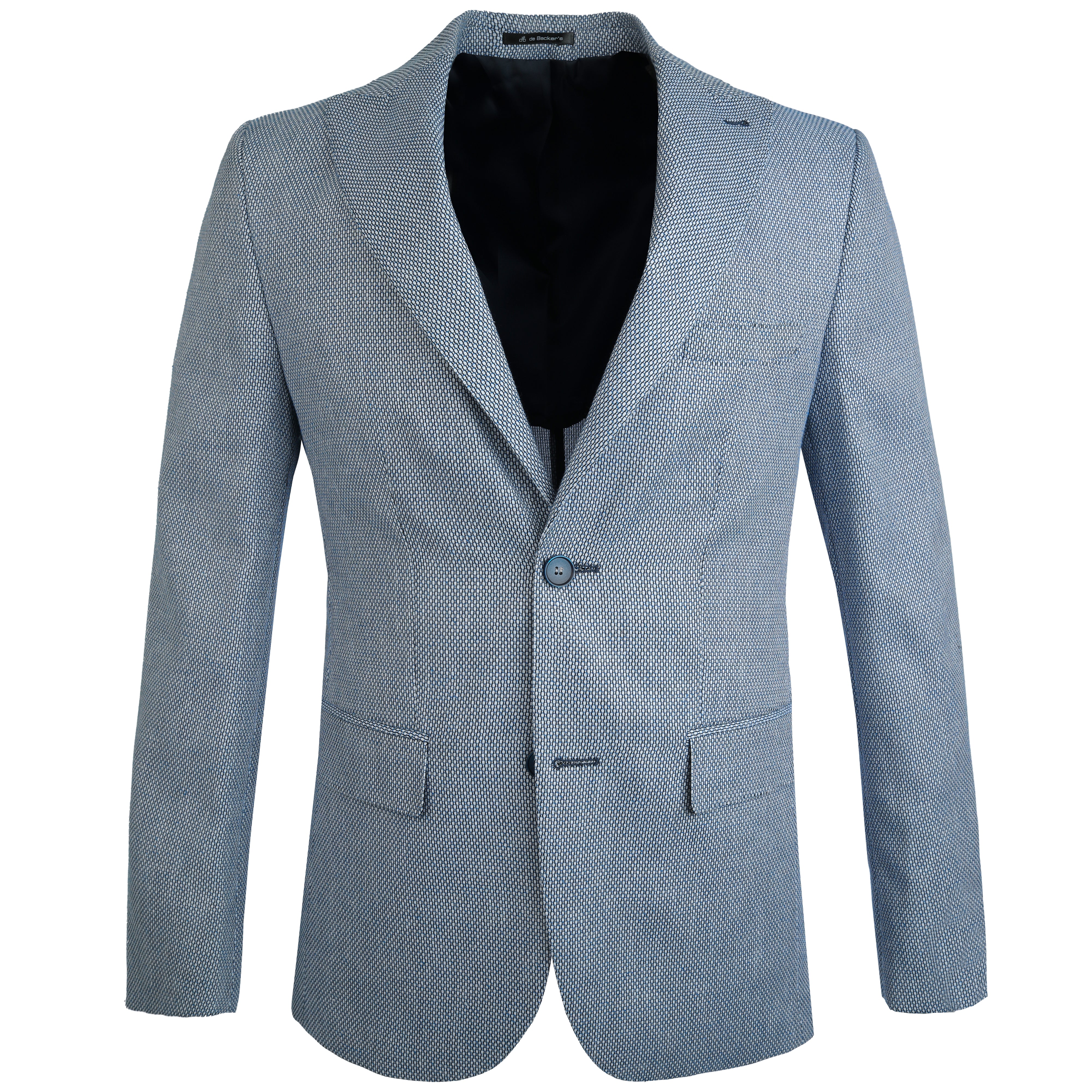 Woven Linen White Blue Blazer