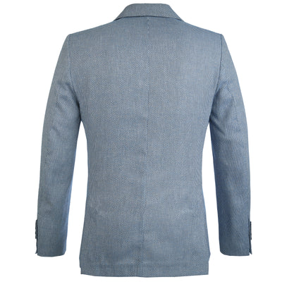 Woven Linen White Blue Blazer