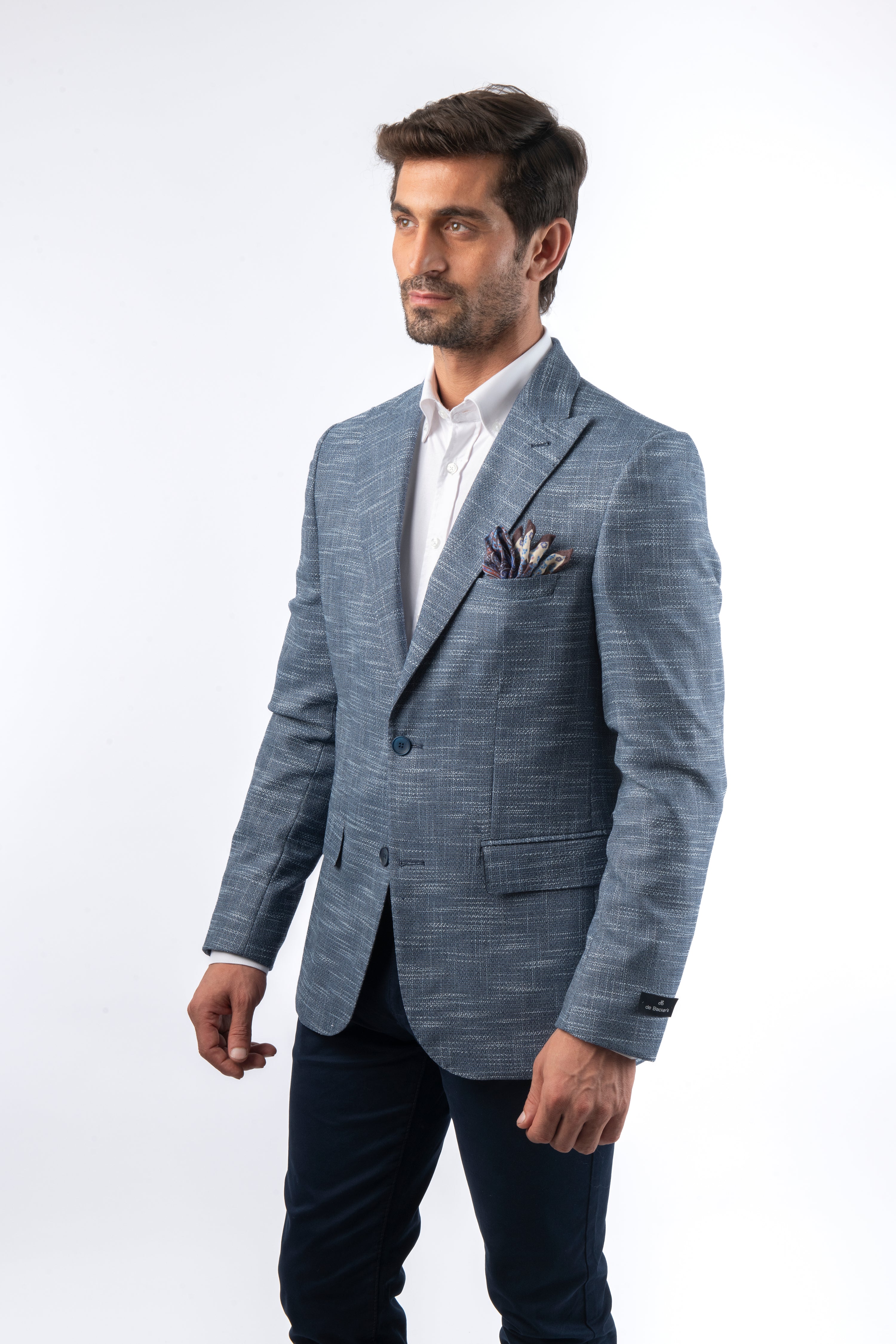 Woven Linen Powder Blue Blazer