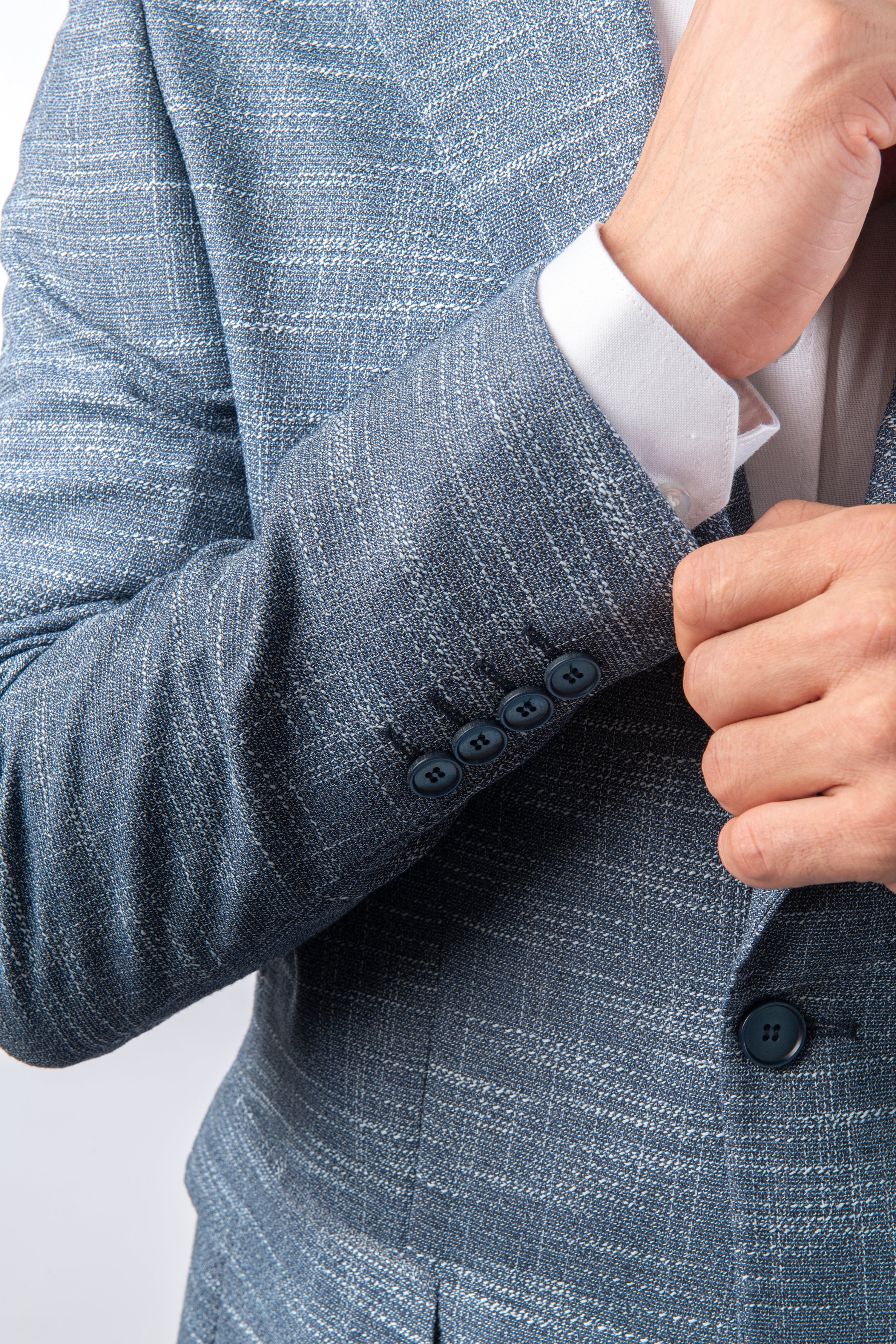 Woven Linen Powder Blue Blazer