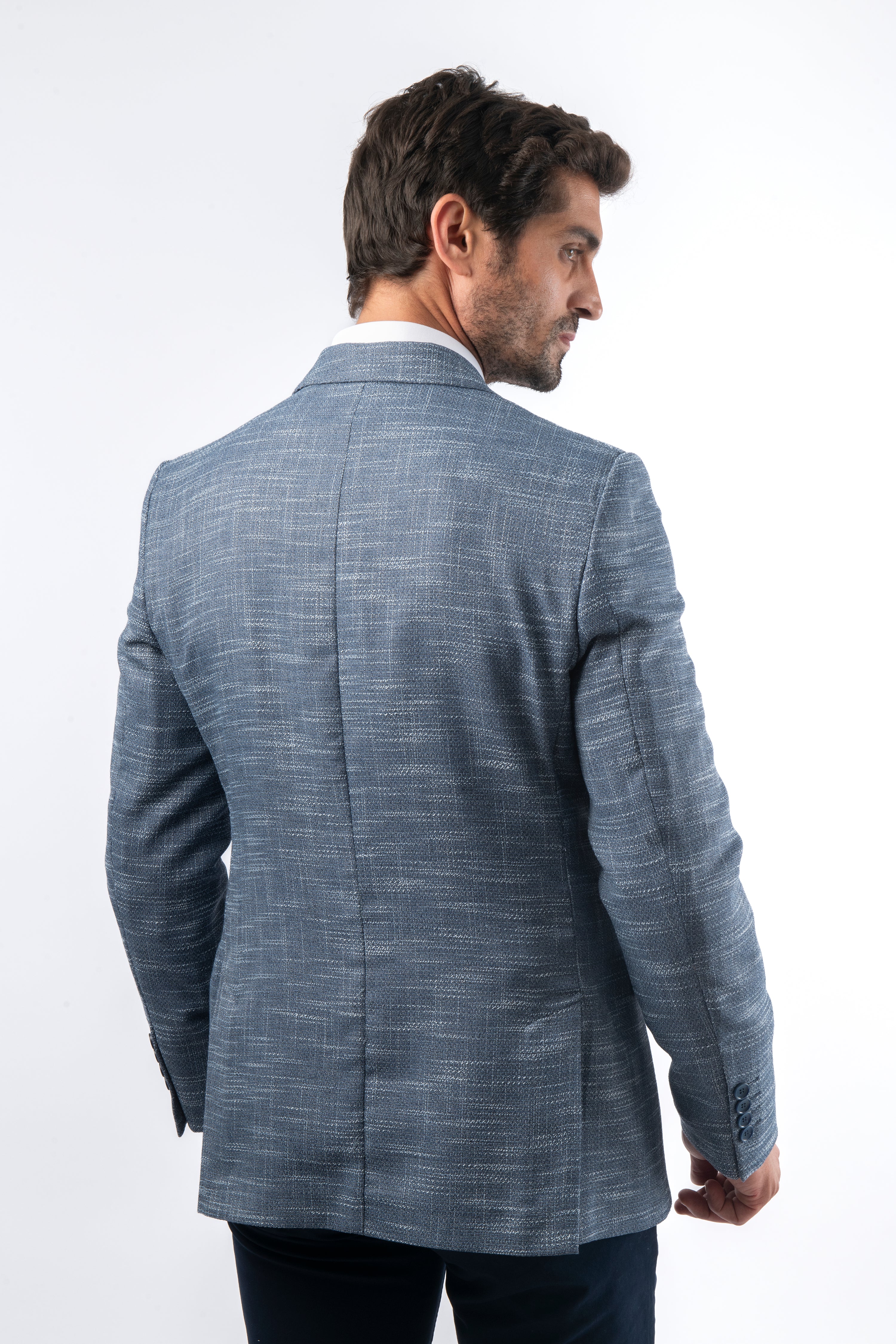 Woven Linen Powder Blue Blazer