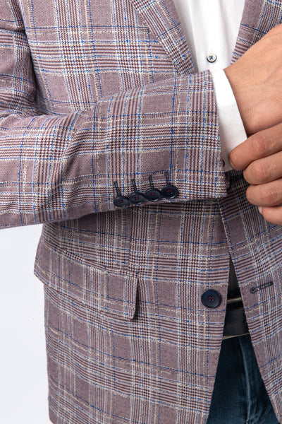 Checked Woven Old Rose Blazer