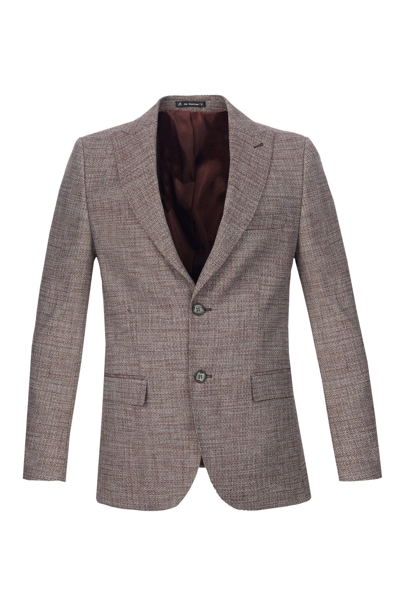 Jacquard Wool Knitted Peaked Lapel Crimson & Gray Blazer