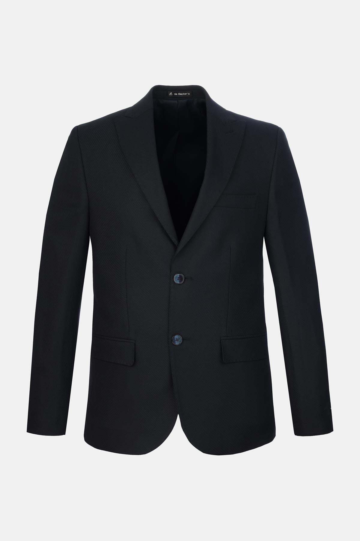 Twill Wool Knitted Peaked Navy Blazer