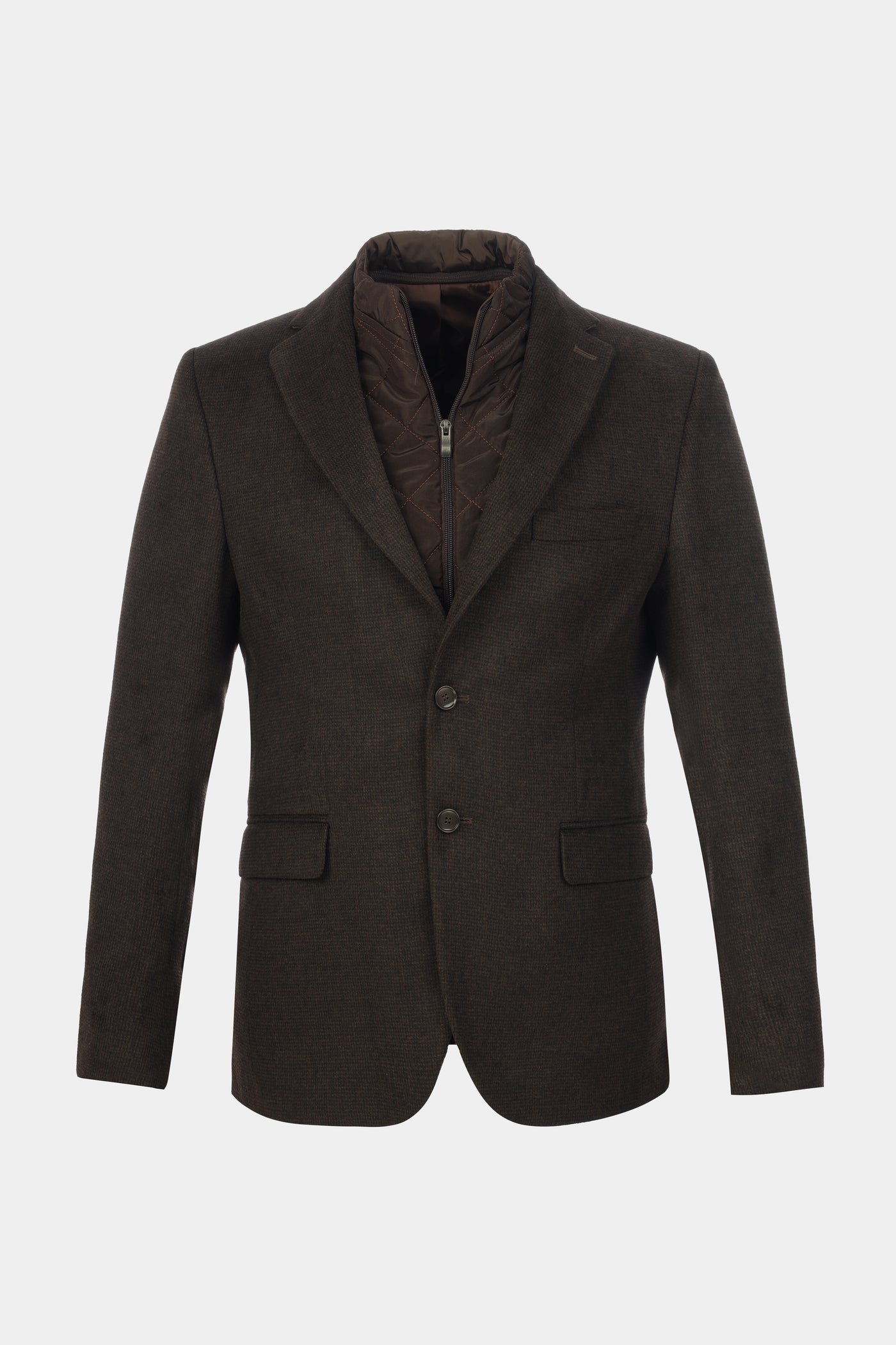 Woven Drak Brown & Black Blazer with removable padded piece