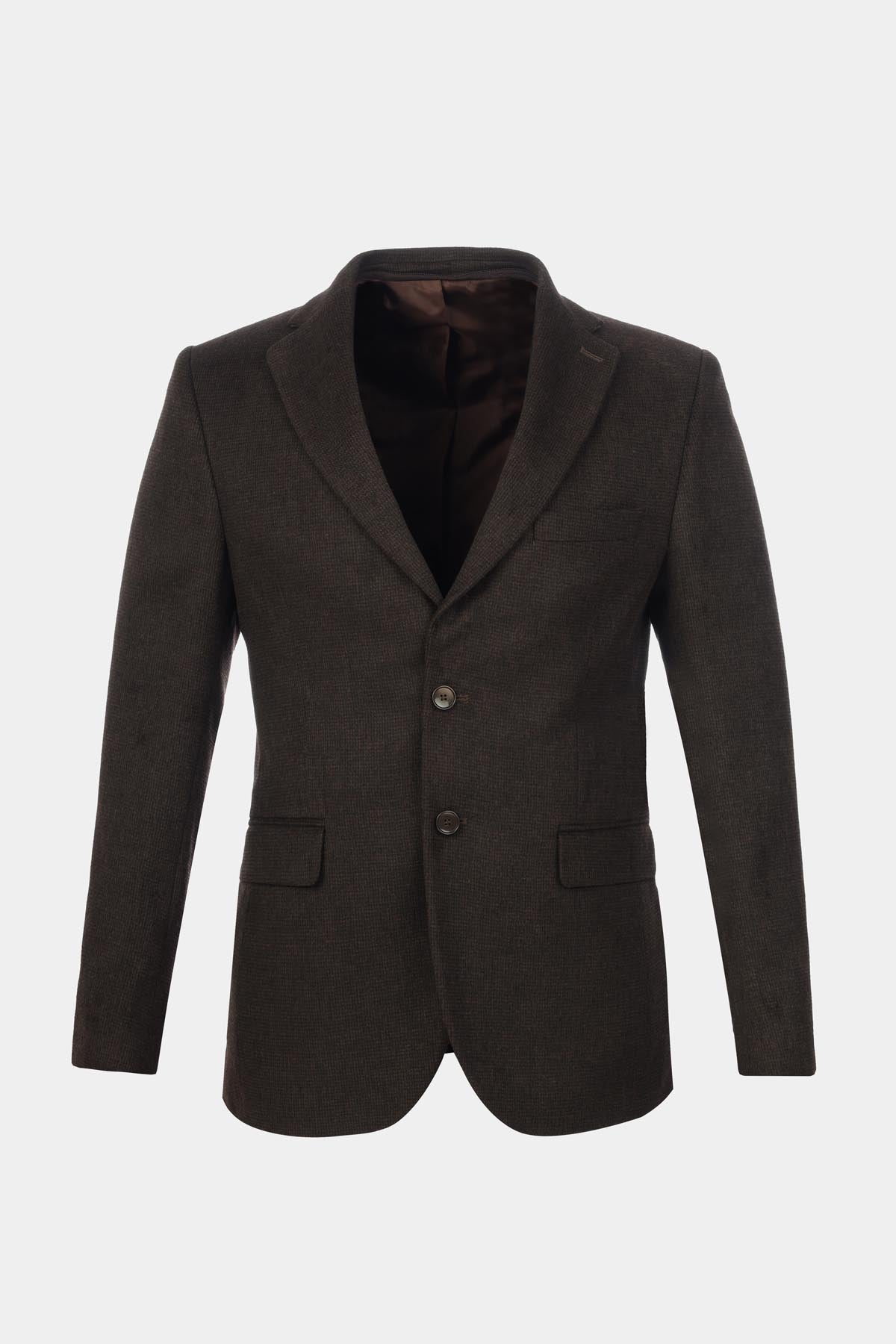 Woven Drak Brown & Black Blazer with removable padded piece