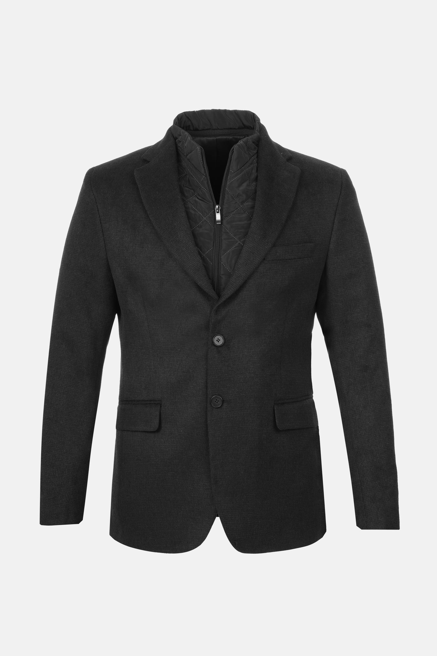 Woven Drak Gray & Black Blazer with removable padded piece